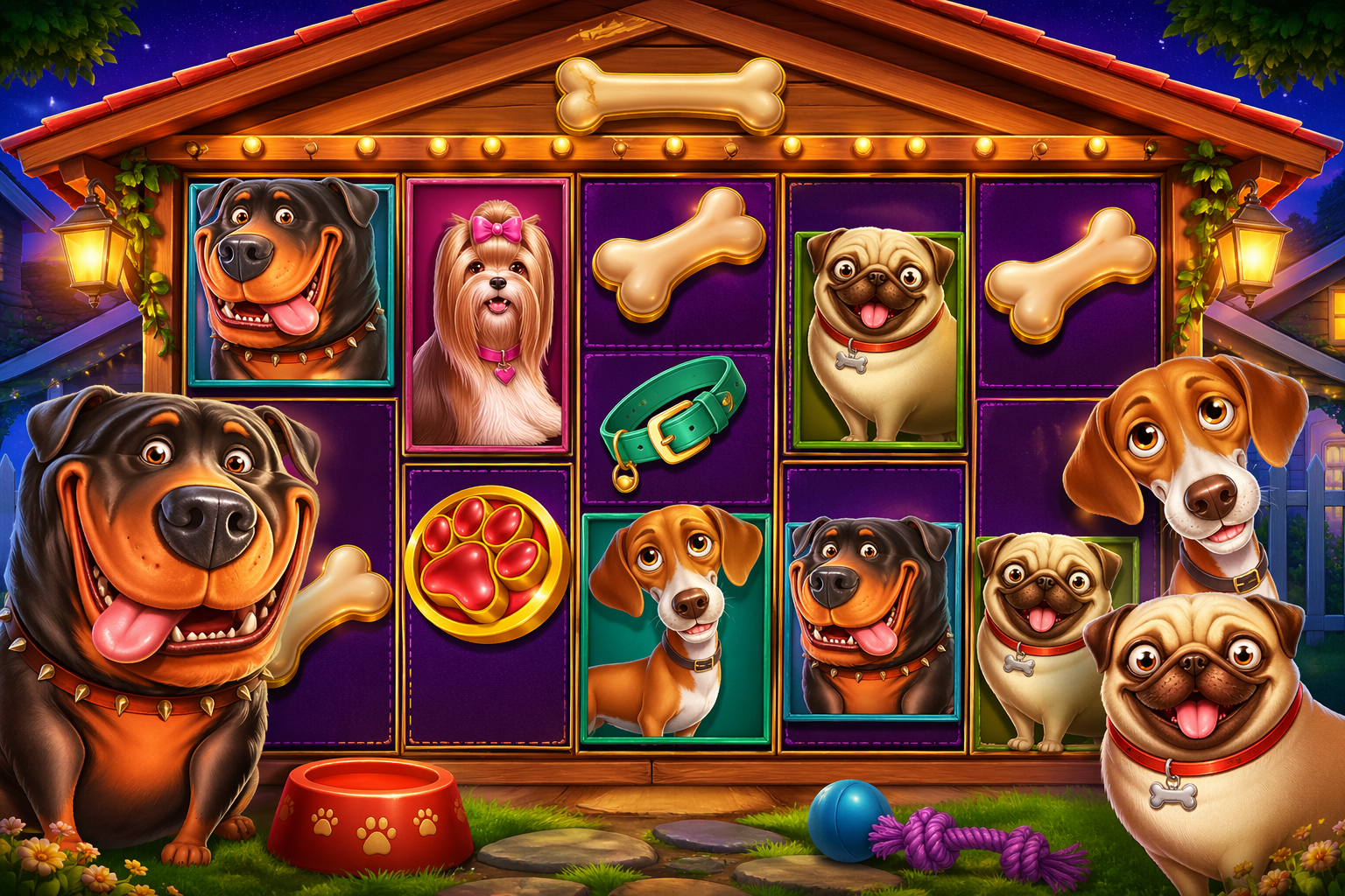 Dog House Megaways inspired slot artwork with playful dog theme and colorful reels